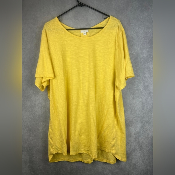 J.Jill Women's Pima Seamed Elbow Sleeve Tunic Top‎ Mustard Yellow Flowy 3X - Picture 6 of 13